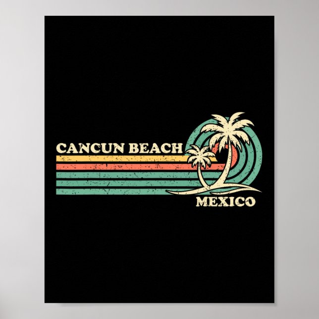 Vintager Retro Sommerurlaub Mexiko Cancun Strand Poster (Vorne)