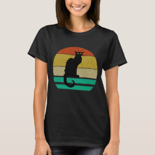 Vintager Retro-Sonnenuntergang Le Chat Noir Black  T-Shirt