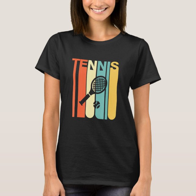 Vintager Retro Sport Tennis Racket T-Shirt (Vorderseite)