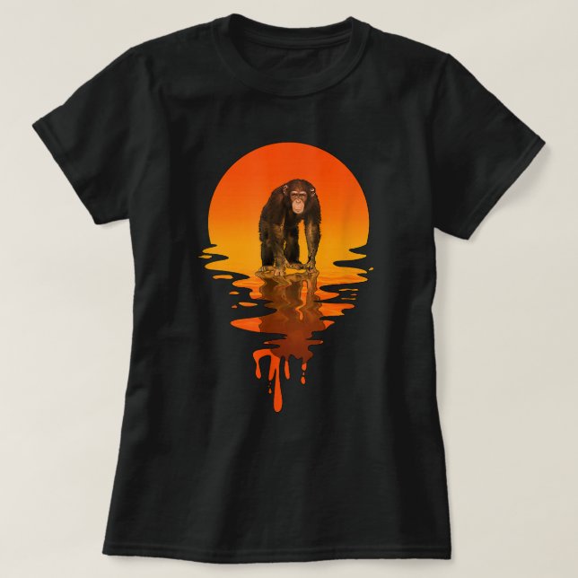 Vintager Retro-Stil Schimpanse T-Shirt (Design vorne)