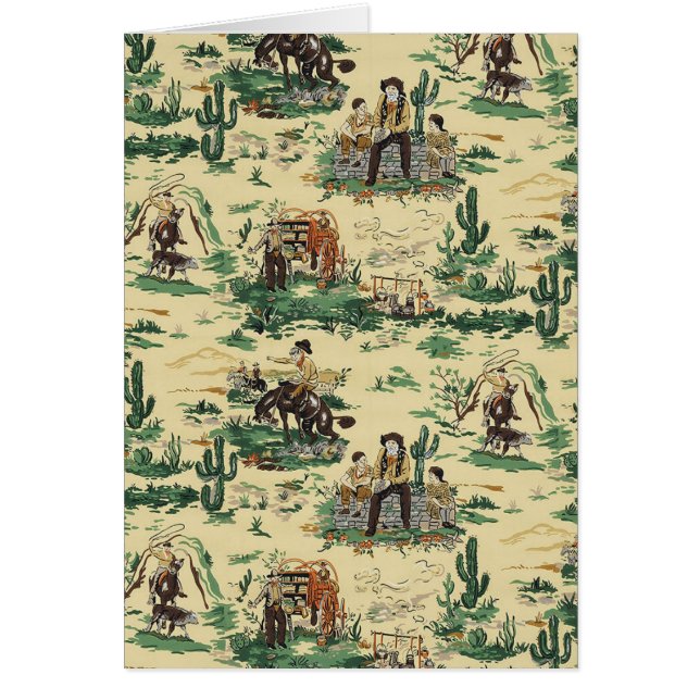 Vintager Retro Tapeten-Western-Cowboy-leere Karte (Vorne)