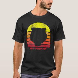 Vintager Retro Tiger Face Silhouette Forest Sun Gr T-Shirt