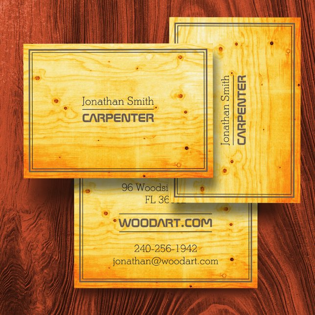 Vintager Retro- und eleganter Holzarbeiter oder Zi Visitenkarte (Von Creator hochgeladen)
