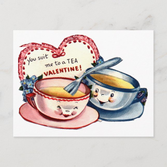 Vintager Retro-Valentinstag Feiertagspostkarte (Vorderseite)