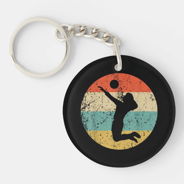Vintager Retro-Volleyballspieler Schlüsselanhänger (Vorderseite)