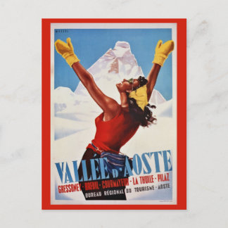 Vintager Retro-Winter Italienische Alpen - Reise P Postkarte