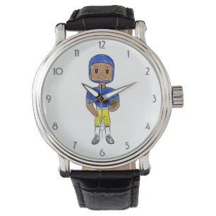 Vintager Retroblau-Gelbfußballspieler Armbanduhr