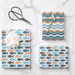 Vintager Retrofisch Geschenkpapier Set