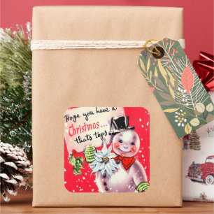 Vintager Retrosnowman Holiday Aufkleber