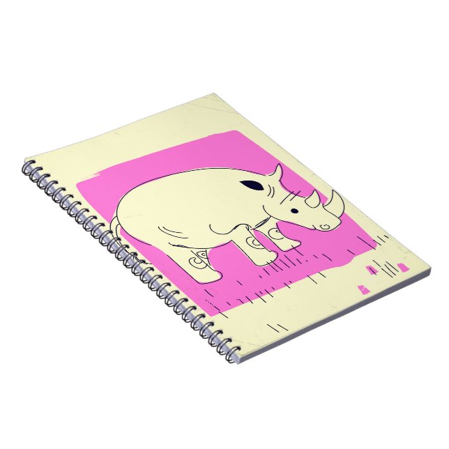 Vintager Rhino Cartoon Notizblock (Rechte Seite)