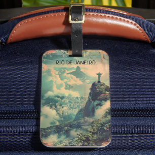 Vintager Rio de Janeiro Reise Jesus Statue Gepäckanhänger