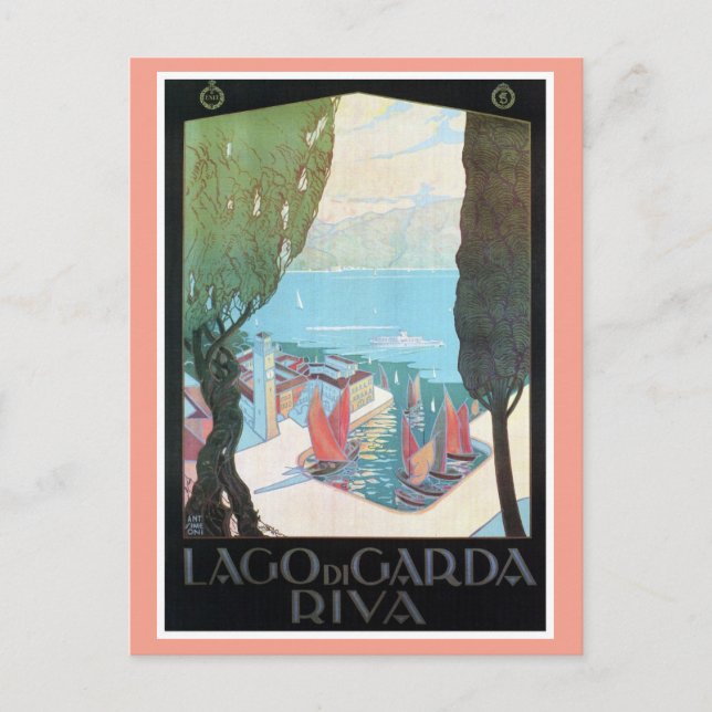 Vintager Riva Gardasee Italienische Reise Postkarte (Vorderseite)