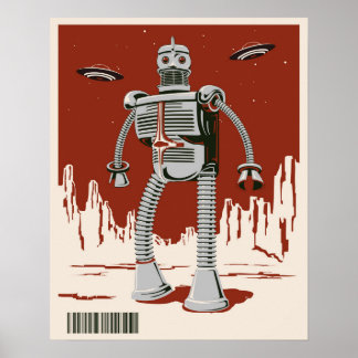 Vintager Robot 3 rot Poster