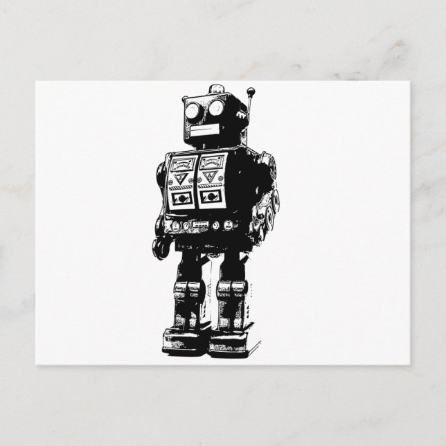 Vintager Robot Postkarte (Vorderseite)