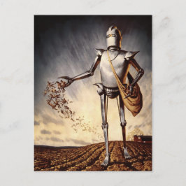 Vintager Roboter Landwirtschaft Menschen Postkarte