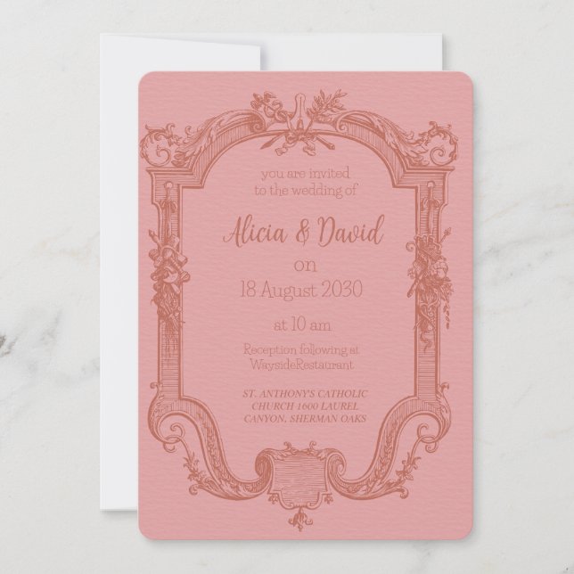 Vintager Rokoko Hochzeitseinladungen Einladung (Vorderseite)