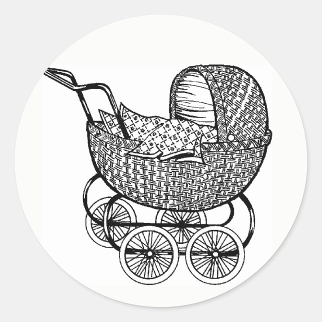 Vintager Rollaufkleber für Babydusche Runder Aufkleber (Vorderseite)