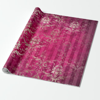 Vintager romantischer Damaskus Burgundgolden Geschenkpapier