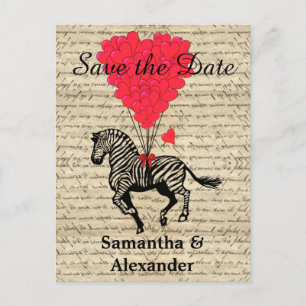 Vintager romantischer Zebra Save the Date Ankündigungspostkarte