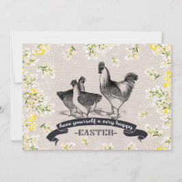 Vintager Rooster & Hens Easter Brunch Einladung
