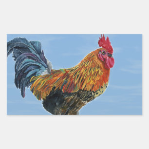 Vintager Rooster-Himmel Individuelle Anpassung von Rechteckiger Aufkleber