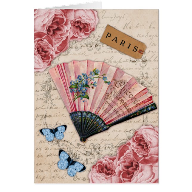 Vintager rosa französischer Fan (Vorne)