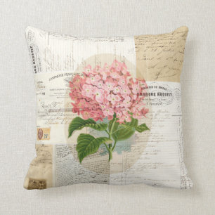 Vintager rosa Hydrangea-französisches Kissen