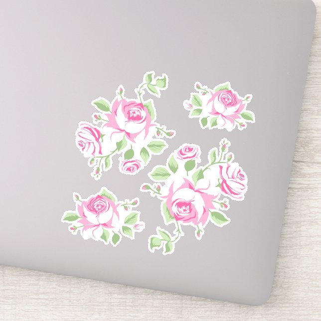 Vintager Rosa Rosenaufkleber Aufkleber (Detail)