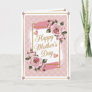 Vintager Rosa Tartan-Rose & Muttertag im Herzen Karte