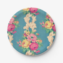 Vintager Rosen- und Rollegewebepapier-Teller