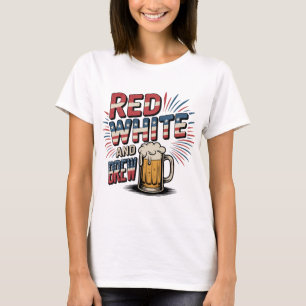 Vintager Rot-Weiß-Stil T-Shirt