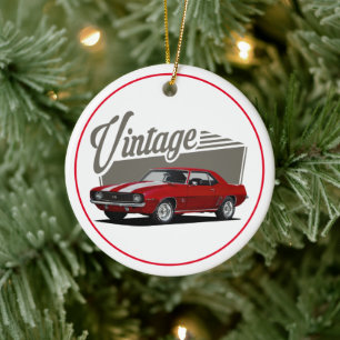 Vintager Roter Camaro Keramik Ornament