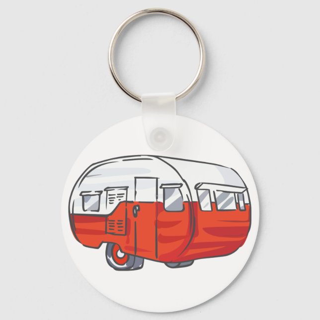 Vintager Roter Camper Schlüsselanhänger (Vorderseite)