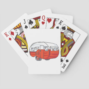 Vintager Roter Camper Spielkarten