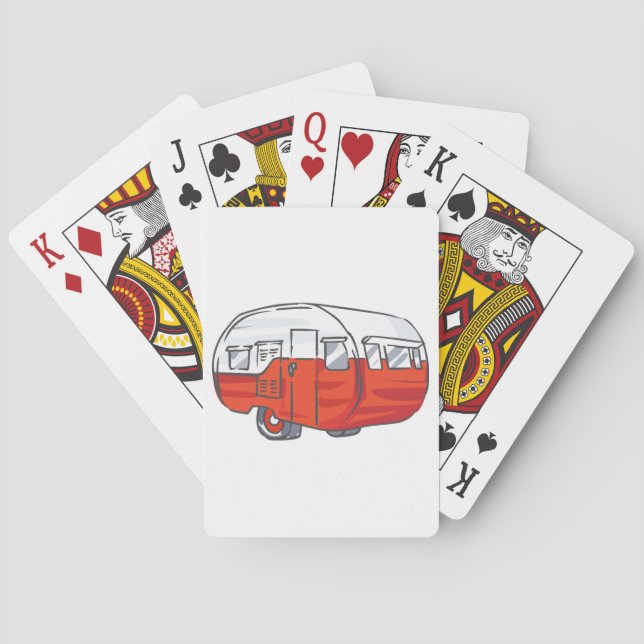Vintager Roter Camper Spielkarten (Rückseite)