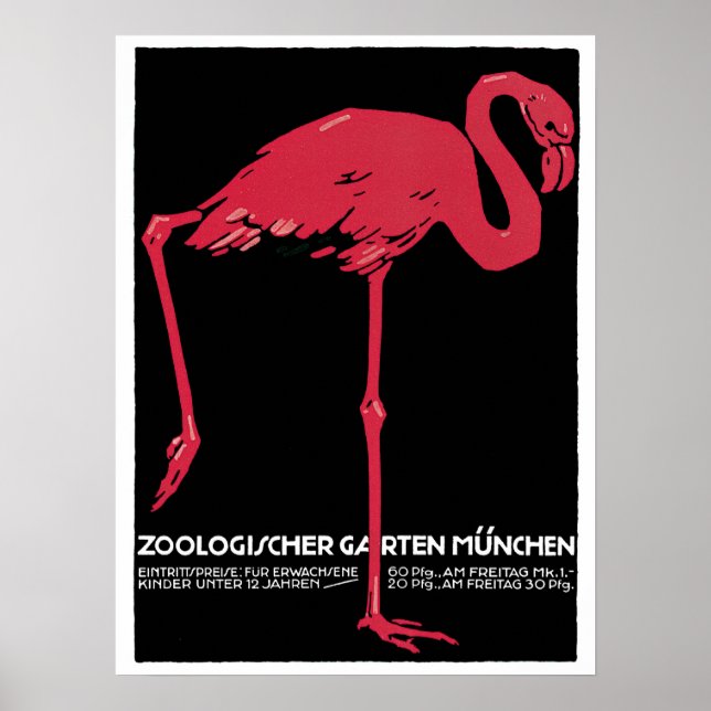 Vintager Roter Flamingo Zoo Poster (Vorne)