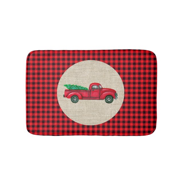 Vintager Roter Flug Weihnachtsbadematte Badematte (Vorderseite)