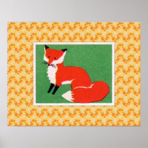 Vintager roter Fox-Druck Poster