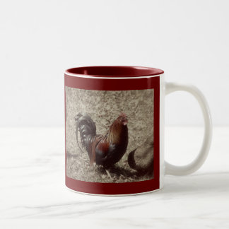 Vintager roter Hahn Zweifarbige Tasse