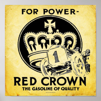 Vintager Roter Kronen-Benzin drucken Poster