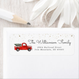 Vintager Roter LKW | Christmas Return Address Labe