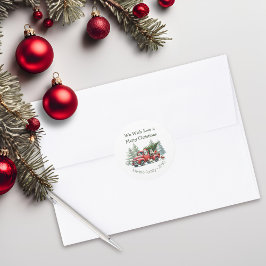 Vintager roter LKW für Rustikale Schafe Runder Aufkleber