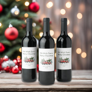 Vintager roter LKW für Rustikale Schafe Weinetikett