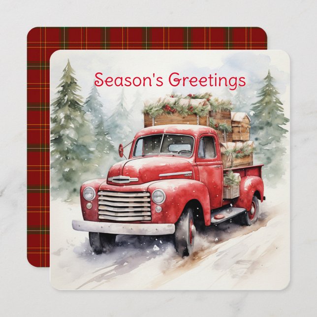 Vintager roter LKW für Weihnachten Serviette (Greeting cards)