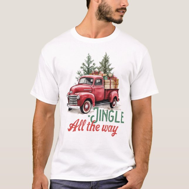 Vintager roter LKW-Jingle T-Shirt (Vorderseite)