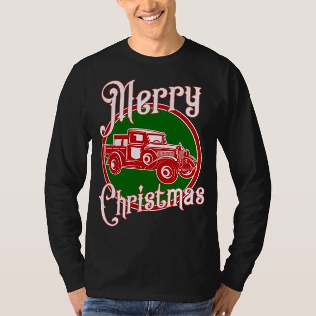 Vintager Roter LKW T-Shirt (Vorderseite)