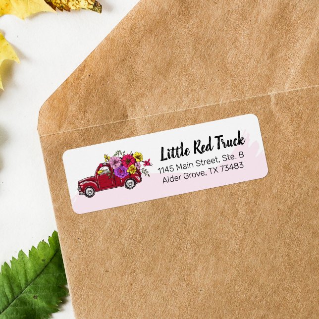 Vintager roter Lkw und Blume Niedliche Rücksendead (Von Creator hochgeladen)
