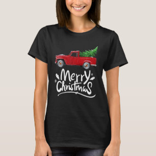 Vintager roter LKW und Weihnachtsbaum Weihnachten T-Shirt