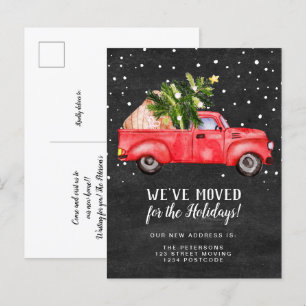 Vintager roter LKW Weihnachtsbaumklatsche Ankündigungspostkarte