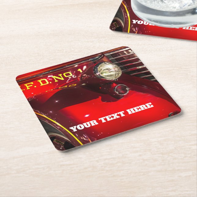 Vintager Roter Motor Rechteckiger Pappuntersetzer (angewinkelt)